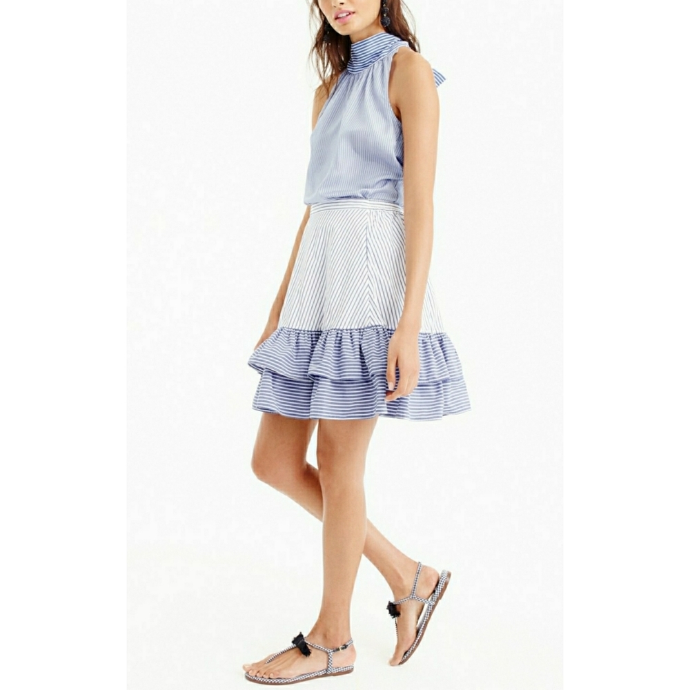 J. Crew - Cocktail Stripe Ruffle Skirt NWOT